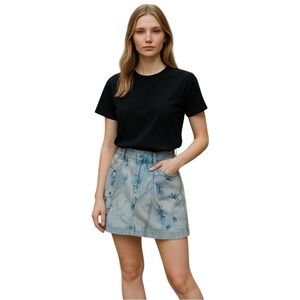 Diesel Light Wash Distressed Cotton Denim Mini Skirt size 26”